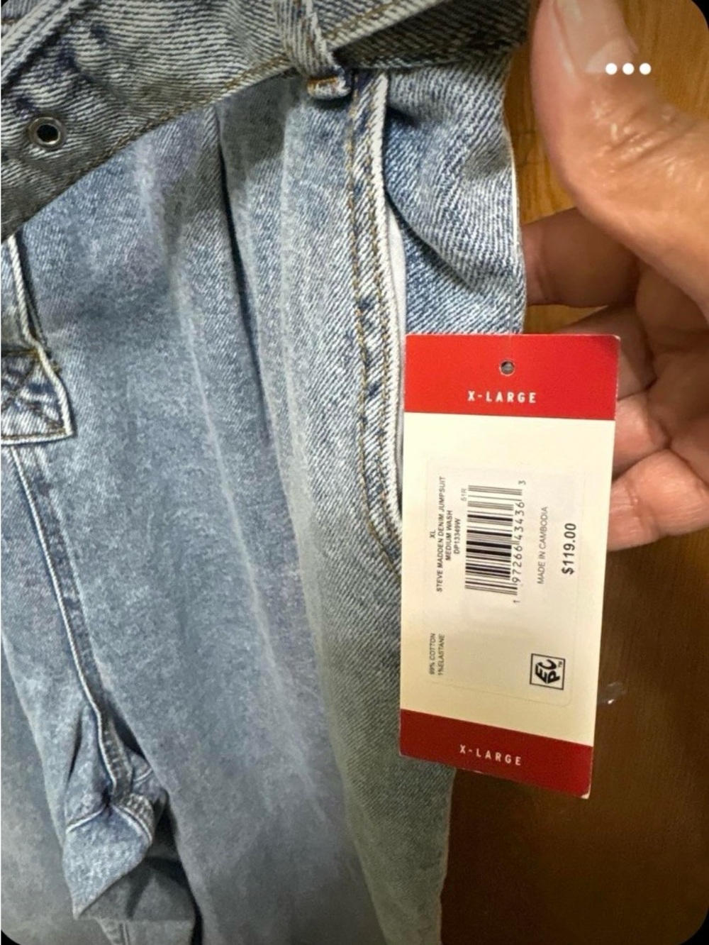 NWT Steve Madden Denim Utility Jumpsuit XL Wide Leg Belted Boilersuit $119 - Picture 8 of 13